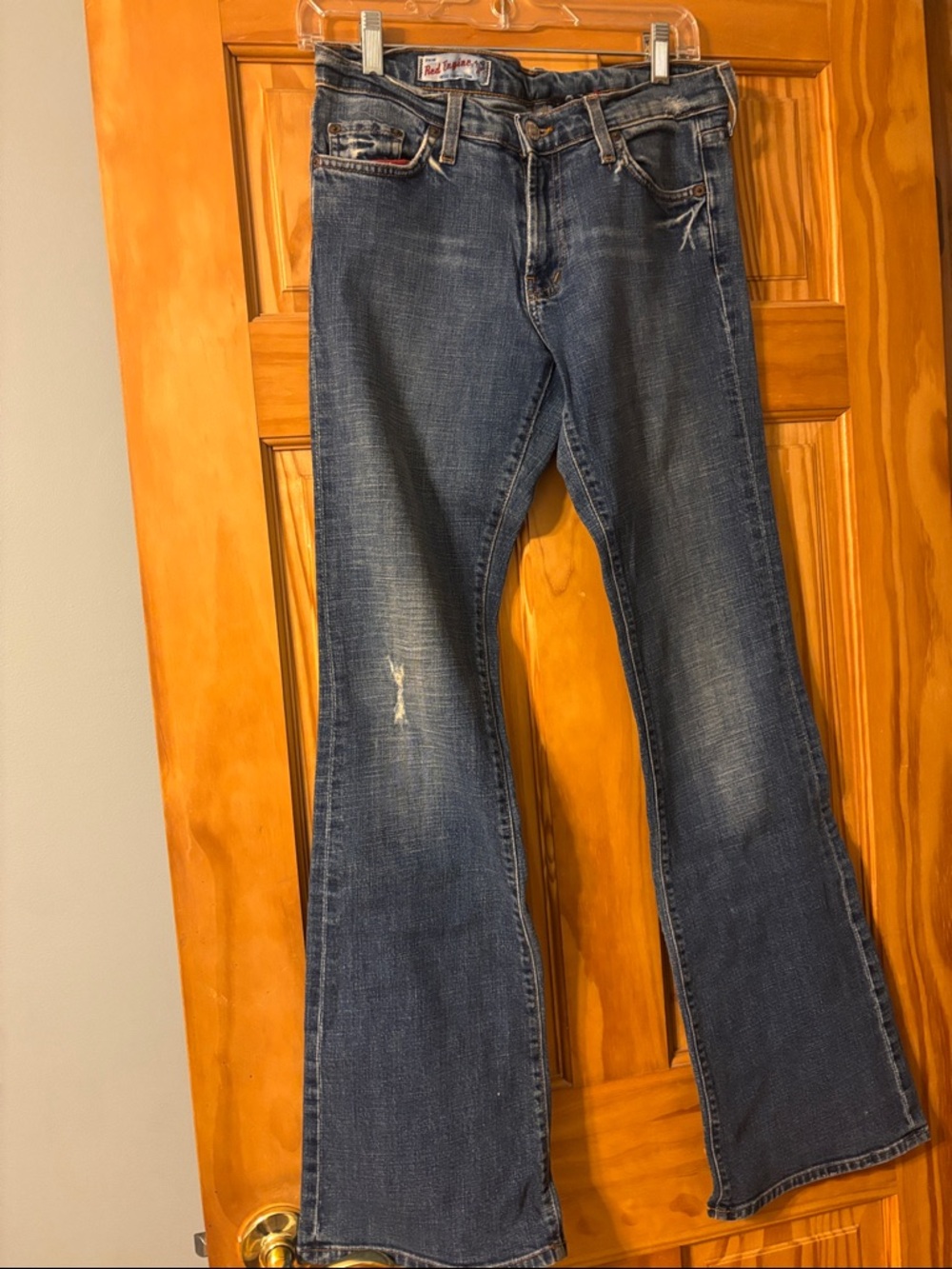 Red Engine Women's Blue Flare Jeans with Faded Finish